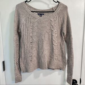 American Eagle Cable Knit Sweater | Cotton Wool Blend | Neutral Cozy Cottagecore
